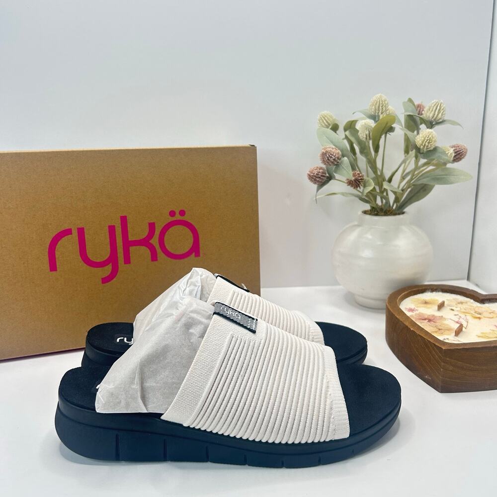 Ryka Epic Slide Casual Atheltic Slide White Alyss J3091F1100 Women 11 Wide NWB